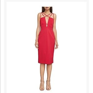BCBGMAXAZRIA Red Berry Sleeveless Pencil Dress